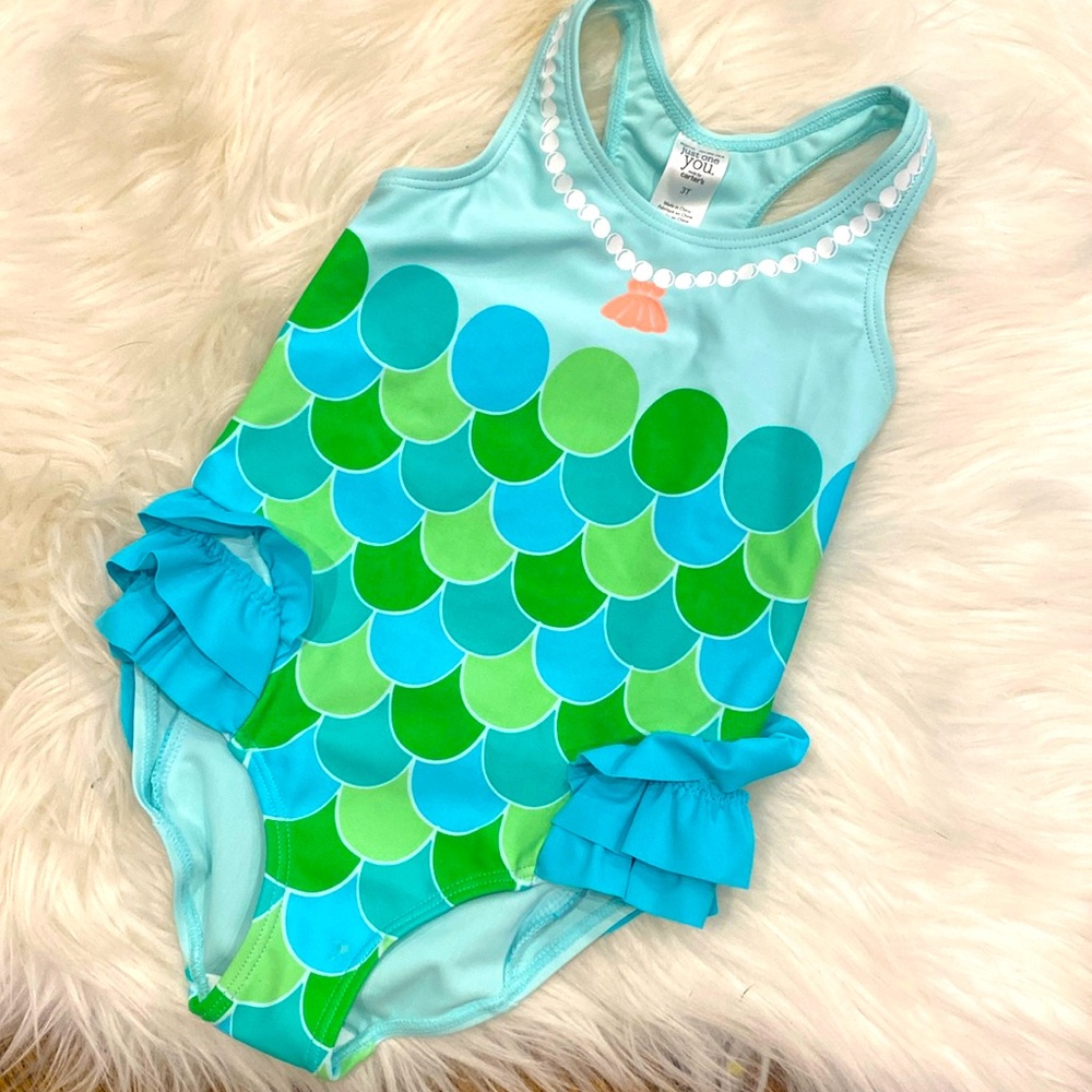 NWOT Mermaid blue one piece 3T swimsuit!